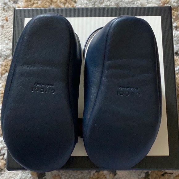 Gucci Webstripe Navy Blue Ballerina Flats - Picture 2 of 3